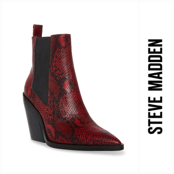 Western Chic Steve Madden Snake Embossed Chelsea Booties - Picture 1 of 6